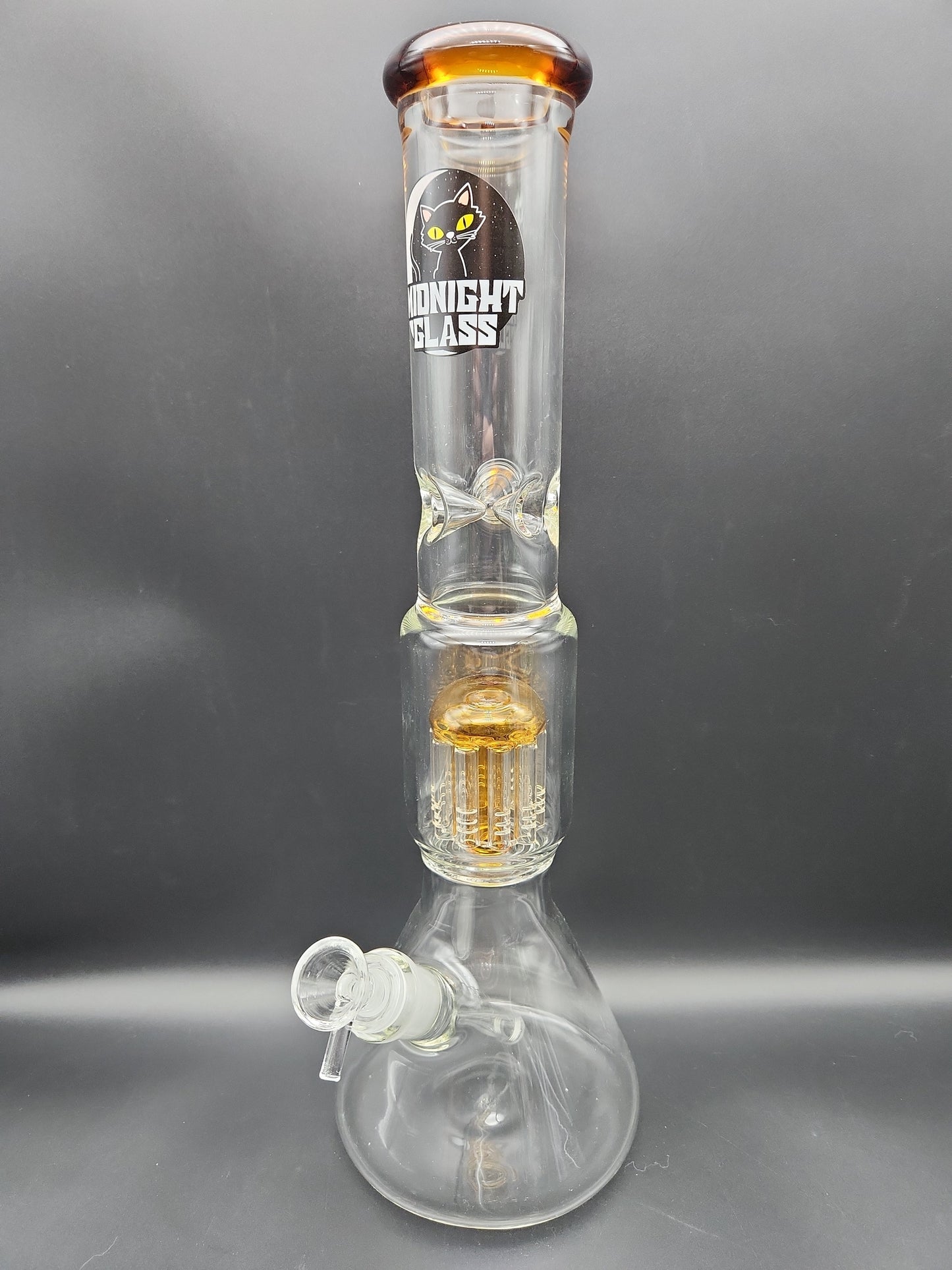 Midnight Glass 15.5" Classic Beaker w/ Tree Perc Amber