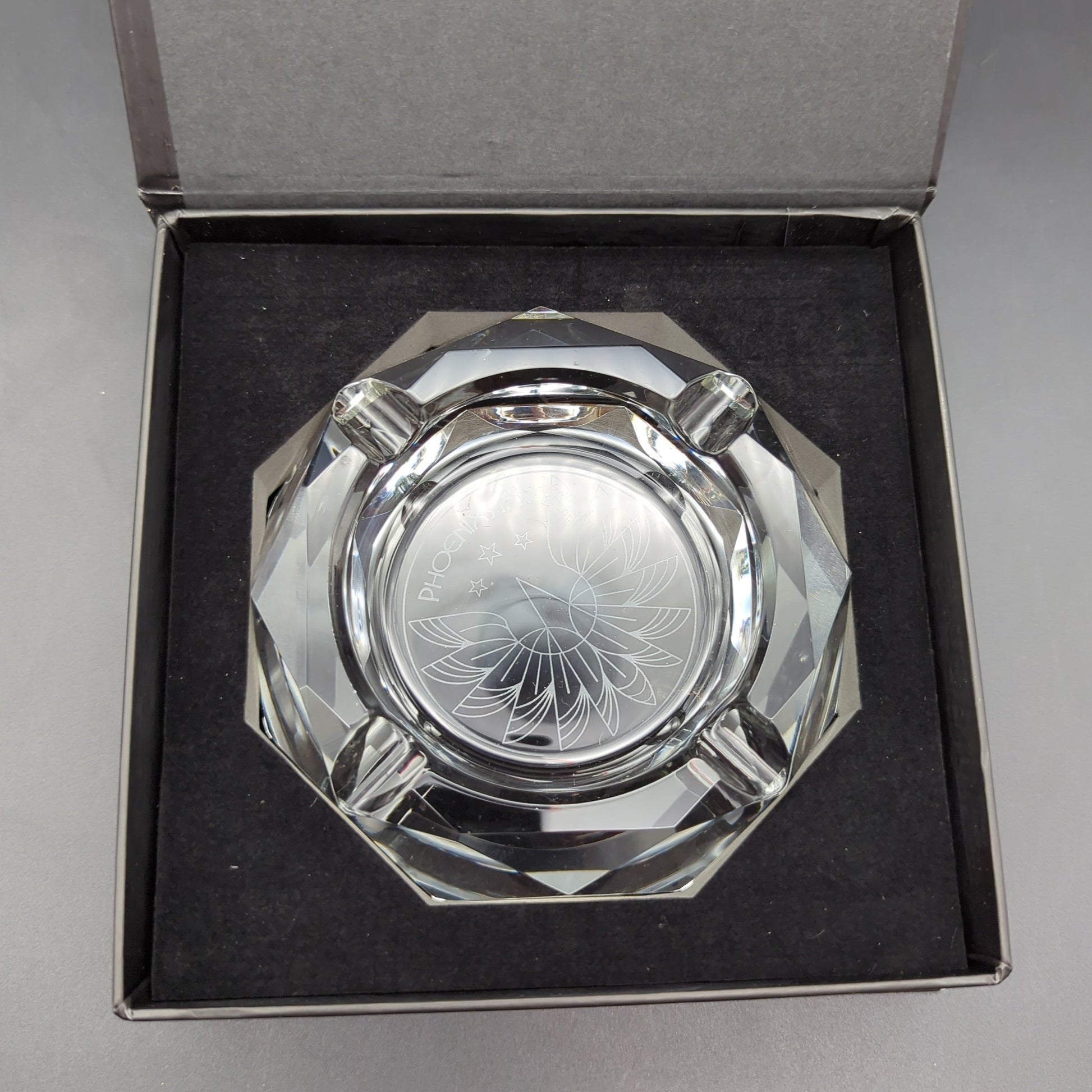 Phoenix 4" Thick Crystal Ashtray in box