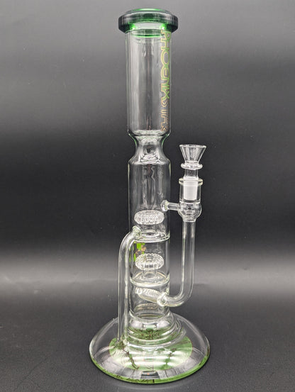 Phoenix Triple Perc Recycler Straight Tube Bong 14"