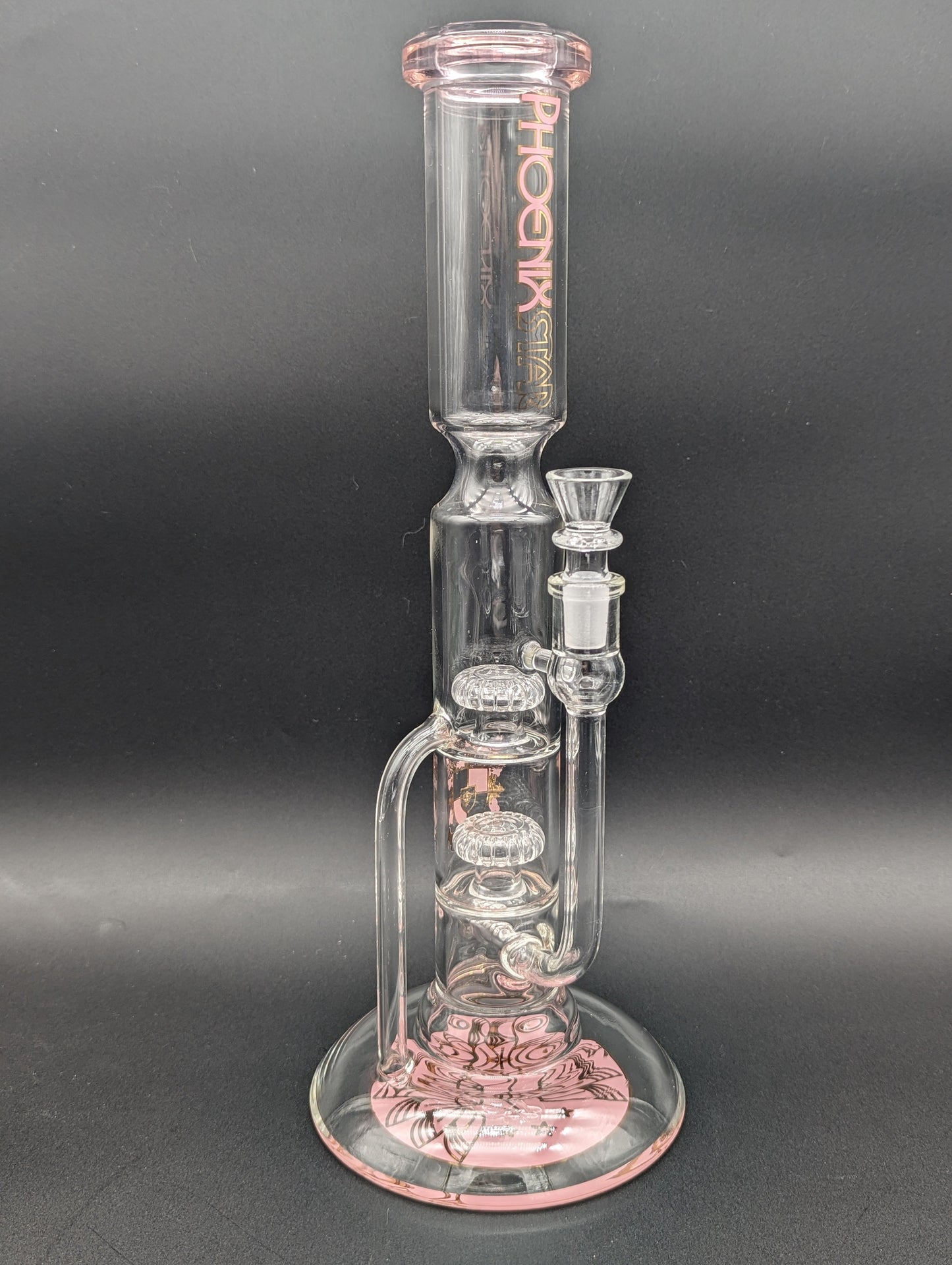 Phoenix Triple Perc Recycler Straight Tube Bong 14"