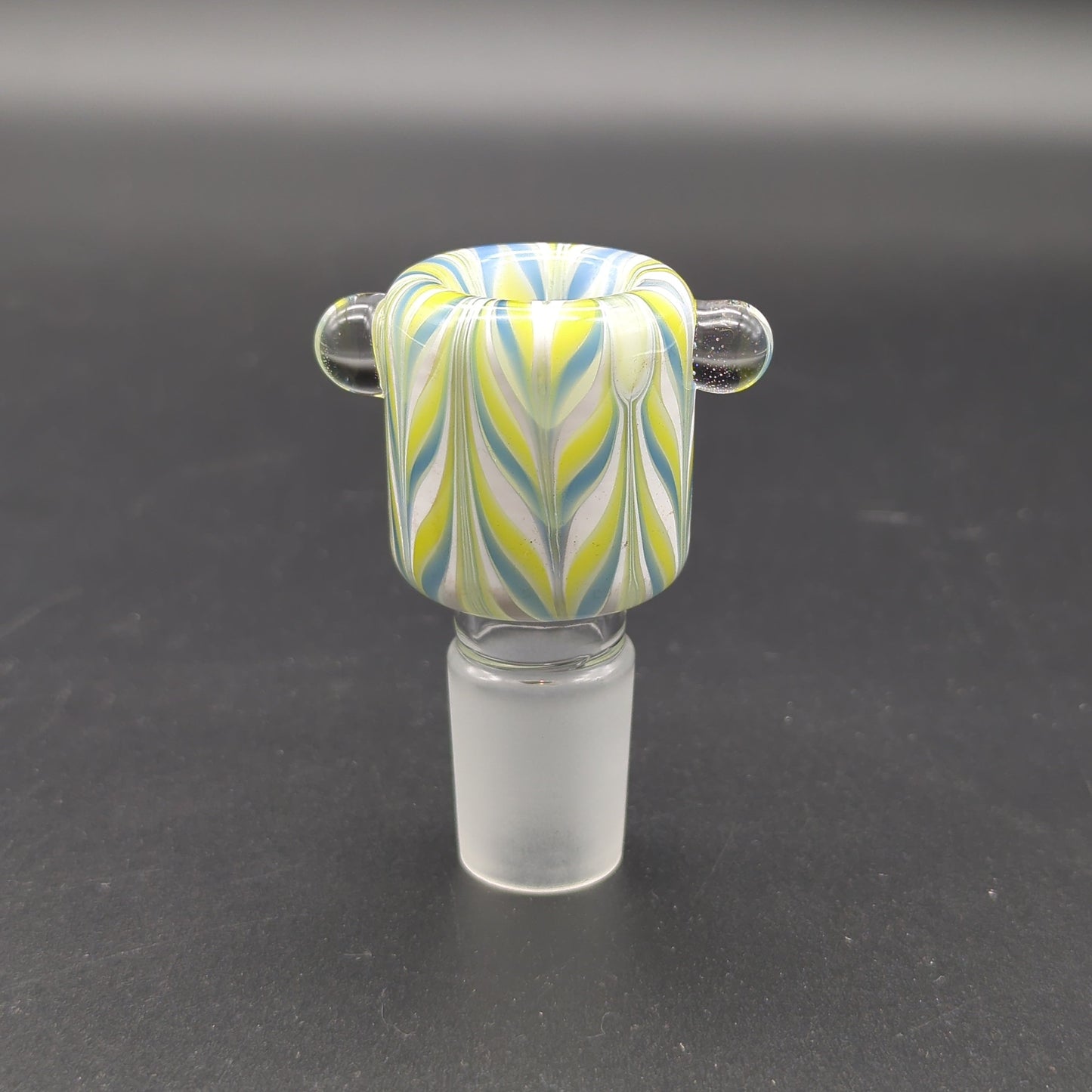 Studded Color Swirl 18mm Bowl Piece Yellow/Blue