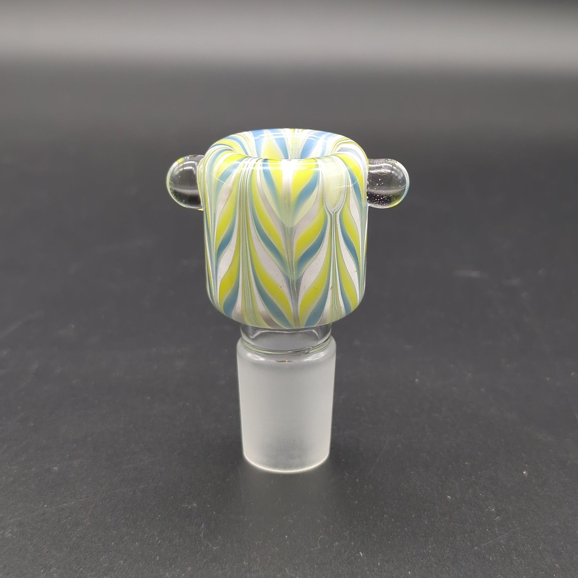 Studded Color Swirl 18mm Bowl Piece Yellow/Blue