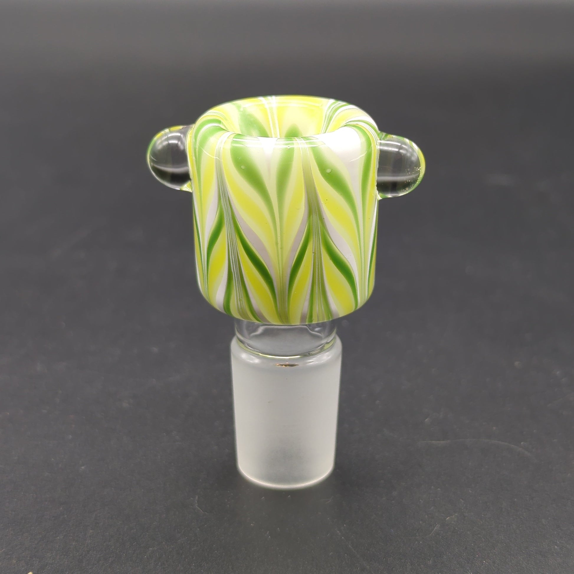 Studded Color Swirl 18mm Bowl Piece Green Feathered
