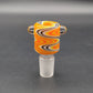 Studded Color Swirl 18mm Bowl Piece Orange and Black