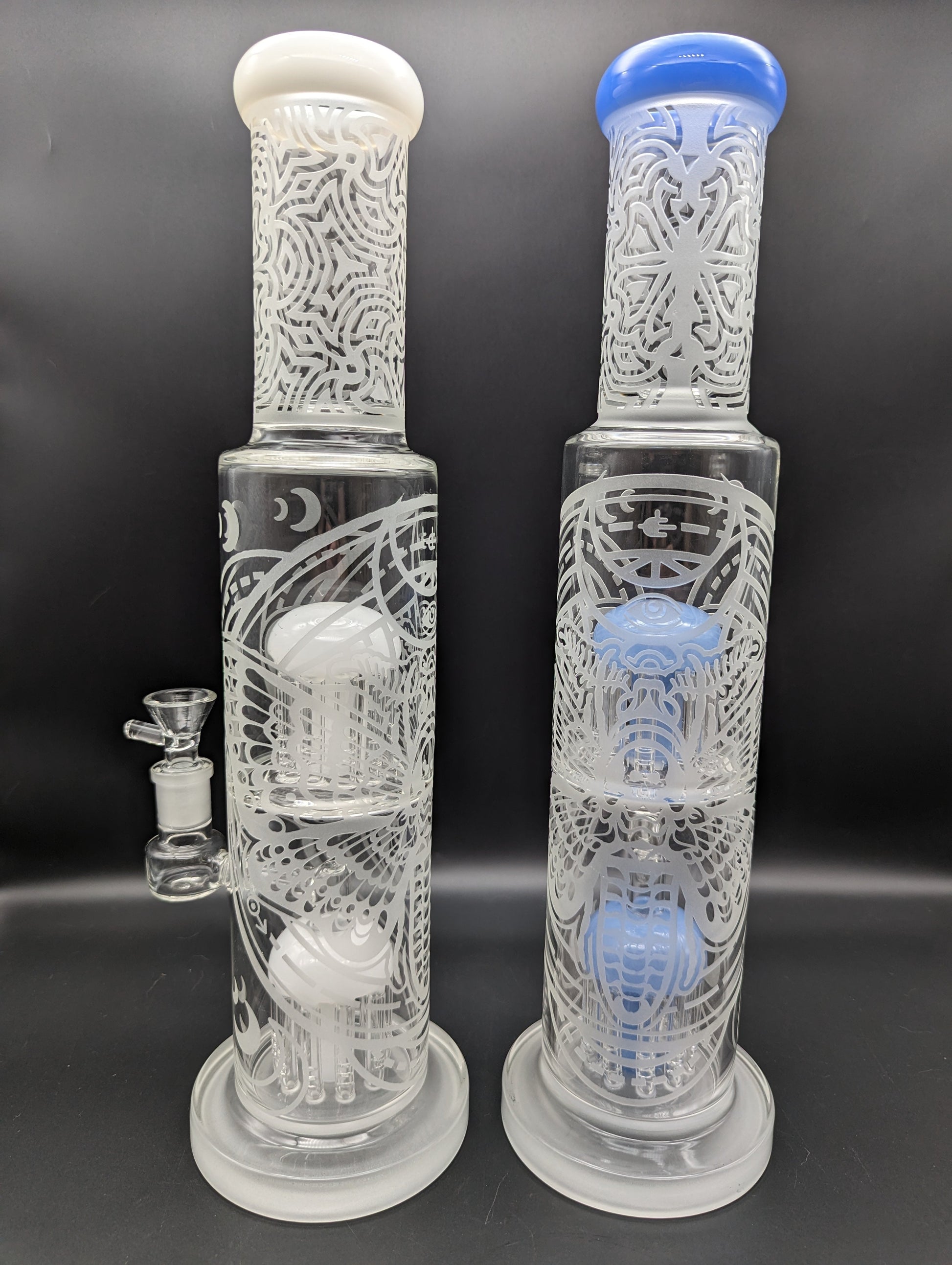 Toxic Butterfly Sandblasted Double Tree Straight Tube Bong