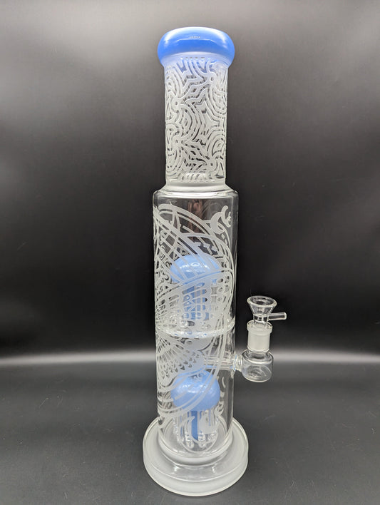 Toxic Butterfly Sandblasted Double Tree Straight Tube Bong