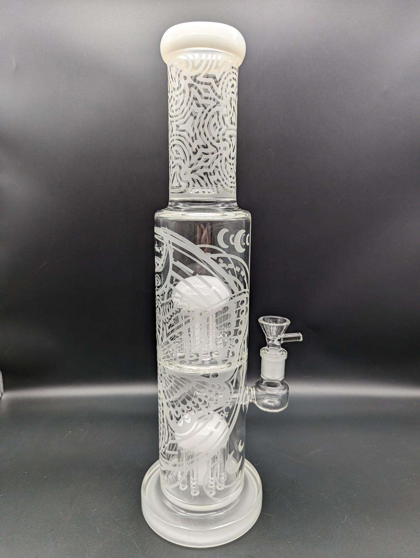 Toxic Butterfly Sandblasted Double Tree Straight Tube Bong