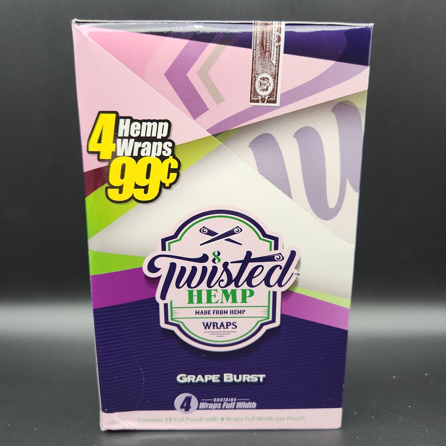 Twisted Hemp Wraps - Box of 15 grape burst