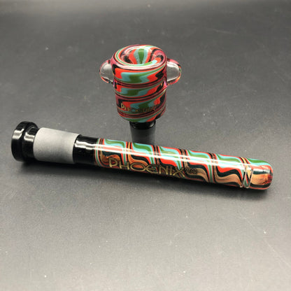 Wig Wag 4" Downstem and 14mm Bowl Bundle Red Green Wig Wag
