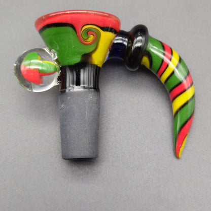 Wig Wag Spiral Mushroom Bowl Slide 14mm Black Joint - rasta